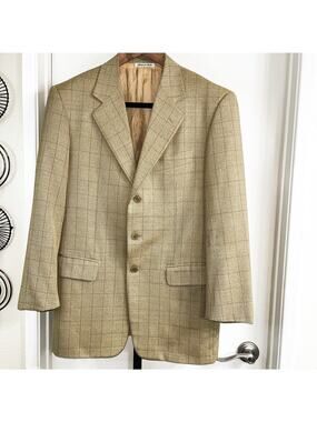 Pal Zileri Mens Italian Wool Blazer Sport Coat Office Preppy- Tan, Size 44R